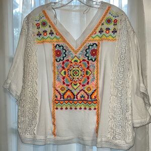 Embroidered White Boho Top